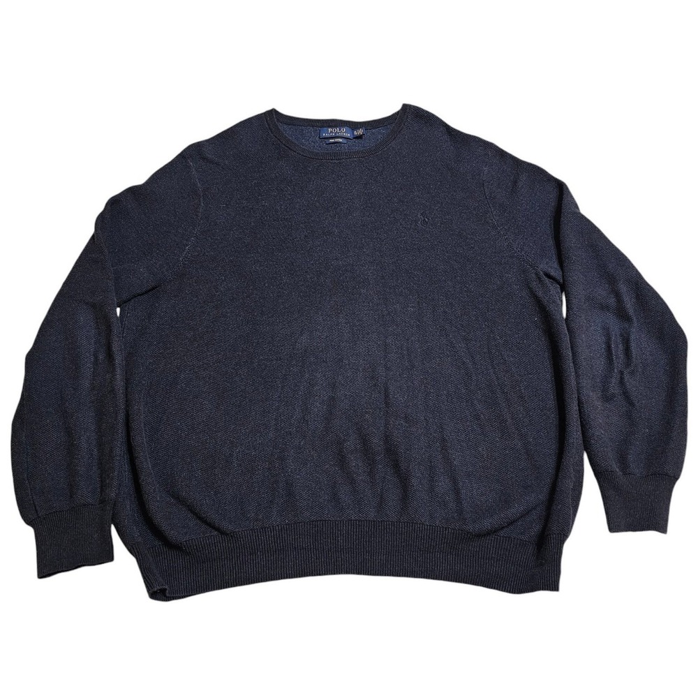 Polo Ralph Lauren Sweater Men's XL Pullover Blue Pony Herringbone‎ PIMA Cotton